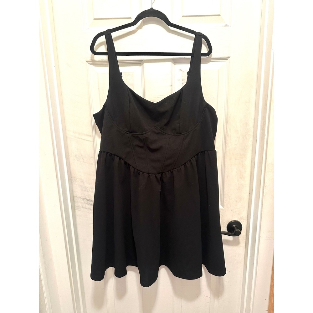 Shein Curve Black Corset Bodice Mini Dress Plus Size 4XL Sleeveless Fit & Flare